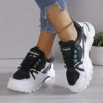 Women's Colorblock Casual Sneakers, Lace Up Comfy Soft Sole Platform Shoes, Lightweight Low-top Daily Shoes plus size - Image 11