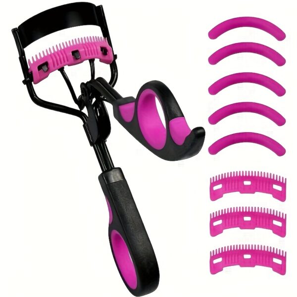 9pcs Set - Eyelash Curler And Comb Curler, 5 Replacement Pads, 3 Combs, Curls And Lifts Eyelashes in 10 Seconds.