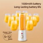 ⁦Compact Portable Blender & Juicer - USB Rechargeable, Multi-Functional Fruit and Vegetable Juicer Cup with Ground Coffee & Smoothie Making Capabilities, 1500mAh Lithium Battery, Ideal for Students & Home Use⁩ - الصورة ⁦5⁩