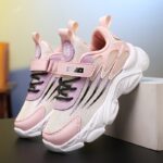 [Lightweight] Breathable Mesh Running Shoes, Casual Sports Style with Striped Pattern, All-Season Low Top Sneakers with Hook-and-Loop Fastener Closure, Round Toe Fabric Upper & EVA Sole for Boys and Girls, Cute Shoes - Image 6