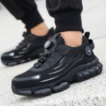 ⁦Unisex Safety Work Shoes with Easy-On Buttons, Breathable Fabric Upper, Air Cushioned Sole, Round Toe, Low Top Lace-Up, Wear-Resistant Faux Sole, Comfortable Indoor/Outdoor Sports Shoes⁩ - الصورة ⁦12⁩