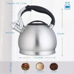 One Piece of Easyworkz Whistling Tea Kettle, Food Grade Stainless Steel Stovetop Kettle with Loud Whistle, Wide Mouth Lid, and Capsule Base for Gas, Induction, and Electric Cooktops, Perfect for Tea & Coffee - Image 3