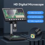 7-inch HD digital microscope, equipped with eight adjustable LED lights, can be operated remotely and supports photography and video recording