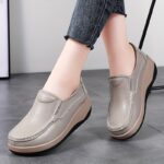 Women's Casual Genuine Faux Leather Platform Loafers - Lightweight Slip-on Fashion Sneakers with Round Toe, Soft PU Sole, Mid Top Design, Comfort Insole, All-Season Shoes from Quanzhou - Image 2