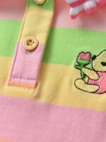 Girls' Summer New Striped Rabbit Embroidery Short Sleeve Dress - Image 6