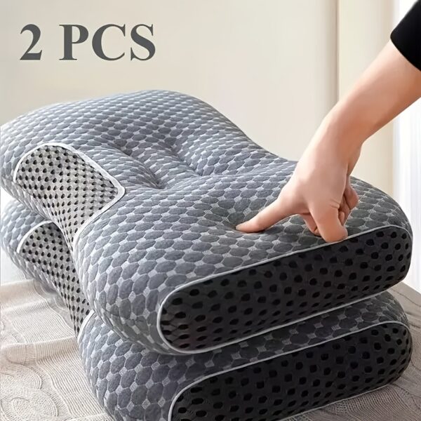 2pcs Neck Pillow, Ergonomic Corrective Neck Support Pillow, Soft Comfortable Breathable Pillowcase - Large Size 1820G)
