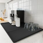 ⁦2-in-1 Silicone Coffee Bar Mat with Convex Edge - Black Countertop Protector for Espresso Machines & Dishwashers, 59.94cm x 39.88cm, Durable & Easy to Clean, Coffee Bar Accessories, Espresso Machine Mat | Modern Coffee Bar Mat | Durable Countertop Mat, Co⁩ - الصورة ⁦3⁩