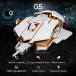 ⁦EWEADN G5 USB Wired Gaming Mouse Silent or audible optional Metal mechanical Mouse gamer with 8 Buttons Macro Function Keys, Support tail length adjustment to suit different hand sizes Perfect for desktop, laptop, computer, school⁩ - الصورة ⁦5⁩