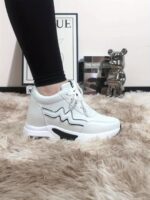 Women'S High-Top Sneakers with Thick Sole - Comfortable, Breathable, Casual White Sneakers with Lace-Up Closure, Stylish Design for All Seasons, Casual Footwear | Stylish High Top Sneakers | Comfortable Footwear - Image 6