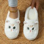 ⁦Women's Cute Cartoon Black Cat Slippers with Big Eyes and Ears, Soft Warm Non-slip Indoor House Slip-on Slippers with Fabric Upper, Inner, Insole and TPR Sole⁩ - الصورة ⁦5⁩