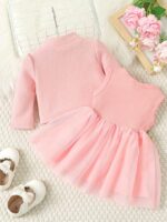⁦Girls' Casual Floral Dress with Long Sleeve Jacket Skirt Set⁩ - الصورة ⁦10⁩