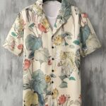 Men's Tropical Floral Print Hawaiian Shirt - Short Sleeve Button-Up with Vibrant Pink Hibiscus & Monstera Leaf Design, Casual Summer Beachwear, Polyester Blend, Machine Washable, Casual Wear | Buttondown Shirt | Smooth Texture, PLUS SIZE - Image 12