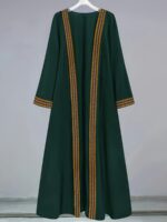 ⁦Elegant Solid Color Lace Trim Long Robe for Ramadan, Polyester, Machine Washable - All Seasons, Middle Eastern, 6230, Middle East Special Project Style, ALL/Global/All⁩ - الصورة ⁦2⁩
