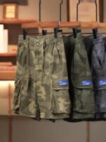 Men's Camo Cargo Shorts with Multiple Pockets - Cotton Blend, Casual Outdoor & Hiking Wear - Image 11