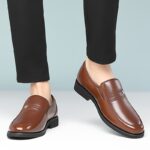 Men's Genuine Leather Loafers - Sleek Black Slip-On Dress Shoes for Business & Casual Wear, Round Toe, Rubber Sole, Smooth Leather Upper, Perfect for Office or Outdoor Events, Office Loafers | Stylish Slipon | Durable Rubber Sole - Image 9