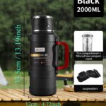 ⁦1 Large Capacity Insulated Kettle, Insulated Bucket, Insulated Cooler, Coffee Pot, Travel Kettle with Handle 316 Stainless Steel Outdoor Car Sports Double-Layer Kettle/Suitable for Outdoor Travel, Camping/Ramadan Gift⁩ - الصورة ⁦9⁩