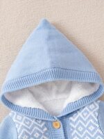⁦DovFanny Unisex Jumpsuit - Fleece-Lined Hooded Romper with Soft Fur-Lined Hood & Cuffs, Long Sleeve Winter Warmth, Easy Diaper Change Buttons, Cozy Winter Outfit for, Romper, Perfect for Outdoor⁩ - الصورة ⁦3⁩