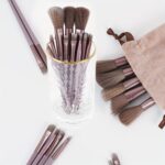 13pcs Luxury Valentine'S Day Makeup Brush Set, Soft Synthetic Bristles - Unscented, All Skin Types, Palm Brush Form, ABS Plastic Handle, Travel Pouch Included - Image 4