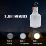 Rechargeable LED Camping Lantern, USB Charging Dimmable Wall Mount Flashlight with Push Button Control, Portable Emergency Outdoor Light with Hook for Adventure, Fishing, ABS Plastic, ≤36V - Image 5