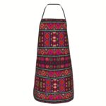 1pc Vibrant Palestinian-Inspired Apron - Colorful Geometric Pattern, Polyester, Ideal for Cooking & Painting, Kitchen Essentials | Artistic Apron | Durable Apron - Image 3