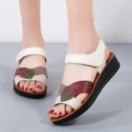 Chic Summer Wedge Sandals for Women - Open Toe, Colorblock Design with Hook-and-loop Fastener Straps, Comfortable Thick Sole, Faux Cover, Perfect for Vacation, Strappy Sandals - Image 5