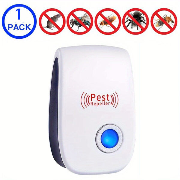 1pc Ultrasonic Pest Repeller - Electronic Indoor Insect & Rodent Control Device, Ideal for Home, Kitchen, Office, Hotel, Warehouse - 110-240V, Non-Toxic, Easy to Use, Pest Control Device | Sleek Appearance | Soundwave Technology