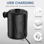 USB Rechargeable Electric Air Pump - Compact, Wireless Inflation Device for Camping, Portable for Inflatable Cushions, Air Mattresses, Boats, Swimming Rings, Made with Durable ABS & Copper - Image 4