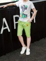 ⁦Boys' Summer Casual Sportswear Set - Breathable Cotton Blend T-Shirt & Shorts with Letter Print, Machine Washable, Perfect for Outdoor⁩ - الصورة ⁦2⁩