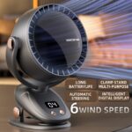 Digital display power level shows six wind power Automatic head shaking USB No leaf fan Rechargeable Table Fan Clip-on Type Portable Mini Desk Fan 360 Degree Rotation Adjustable Clip-on Fan For Student Dormitory