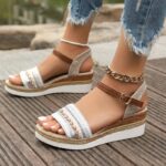 Women's Elegant Platform Sandals, Ankle Buckle Strap Comfort Walking Shoes, Wedge Beach Shoes - Image 5