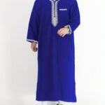 Men's Elegant Embroidered Hooded Kandora - Black Polyester Robe with White Geometric Patterns, Long Sleeves & Pockets, Perfect for Cultural Events & Casual Wear