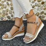 Women's Elegant Platform Sandals, Ankle Buckle Strap Comfort Walking Shoes, Wedge Beach Shoes - Image 8