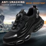 ⁦Unisex Safety Work Shoes with Easy-On Buttons, Breathable Fabric Upper, Air Cushioned Sole, Round Toe, Low Top Lace-Up, Wear-Resistant Faux Sole, Comfortable Indoor/Outdoor Sports Shoes⁩ - الصورة ⁦2⁩