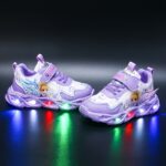 Girls' Cute Cartoon LED Sneakers - Light-Up Running Shoes with Glitter, Pink & Blue Design, Low-Top Buckle Closure for Kids, Perfect for Fall Season, Cartoon Character Shoes | Glittery Sneakers | Synthetic Upper, Sneakers for Girl - Image 6