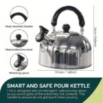Tea Kettle, Stovetop kettle, Hot tea, Silvery kettle, stainless steel kettle, induction cooker, gas stove universal kettle, household teapot, commercial large capacity kettle, stove tea maker, durable kitchenware - Image 2