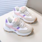 ⁦Stylish Beige & Black Sneakers with Easy Closure Straps, Round Toe, Low Top Design for Running and Daily Wear, Preppy Style, Tpr Sole, Casual Athletic Shoes | Stylish Athletic Shoes | Easy Closure Strap Sneakers⁩ - الصورة ⁦7⁩