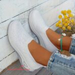 Women'S Breathable Black Sneakers with White Sole - Casual, Motion-Control Support, Rubber Base, All-Season Comfort Shoes, Casual Footwear | Stylish Sneakers | Comfortable Walking Shoes - Image 6