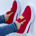 Women'S Lightweight Fabric Sneakers - All-Season Casual Running Shoes with Zipper Closure, Comfortable Inner, and Durable PU Sole, Ladies Footwear | Casual Footwear | Comfortable Fit