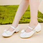 Elegant White Mary Jane High Heels for Girls - Classic Bow Decor, Lightweight TPR Sole, Perfect for Outdoor Weddings & Parties, All-Season Wear, Casual to Formal Occasions, Casual Party Shoes | Elegant Mary Jane | Lightweight Heels