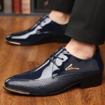 Plus Size Men's Plain Toe Classic Derby Shoes, Comfy Non Slip Lace Up Durable Rubber Sole Dress Shoes, Men's Business Occasion Shoes - Image 9