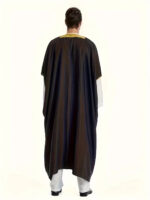1pc Arabic Thobe Kandoorah Robe for Men - Traditional Muslim Scholar Gown with Striped Pattern & Golden Trim, Loose Fit for Height 168-185cm, All-Season Hand Washable Religious & Formal Attire, Muslim Dress, Cultural Attire, Detailed Trim Design, Chinese - Image 6
