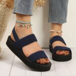 Women's Solid Color Flat Sandals, Casual Open Toe Summer Shoes, Lightweight Ankle Strap Sandals - Image 6