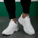 Men's Trendy Solid Chunky Shoes, Comfy Non Slip Lace Up Soft Sole Sneakers for Men's Outdoor Activities, Movement Style, Leisure Style, Spring/Autumn, Four Seasons - Image 4