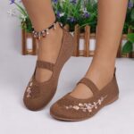 ⁦Women'S Fashionable Floral Mary Jane Flats - Soft, Comfortable Slip-On Shoes with Floral Design, Lightweight Rubber Sole, All-Season Wear, Casual Footwear | Floral Pattern | Comfortable Footwear⁩ - الصورة ⁦7⁩