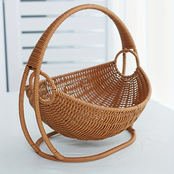 1pc Creative Woven Rattan Fruit Basket - Perfect for Snacks, Desserts & Storage on Kitchen or Coffee Table