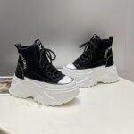 Women'S High-Top Sneakers with Thick Platform Sole & Lace-Up Closure - White & Pink Accents, Round Toe Comfort, All-Season Casual Shoes for Casual Attire, Ladies Sneakers, Durable Traction Footwear - Image 4
