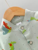 2pcs Baby Boys Dinosaur Print Button Short Sleeve Shirt Top & Elastic Waist Shorts Set Toddler Summer Clothes For Daily & Outdoor Wear - Image 9