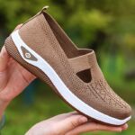 Women'S Breathable Mesh Slip-On Sneakers - Casual Comfort Walking Shoes, Solid Brown, All-Season Use, Low Top, Simple Toe Design, Lightweight Flat Outdoor Shoes, Comfortable Walking Shoes | Elegant Slipon Sneakers | Breathable Upper