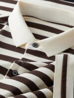 Men's Summer Striped Shirt - Casual Short Sleeve, Black & White Vertical Stripes, Button-Up Collar, Machine Washable, Comfort Fit for Business or Leisure, Versatile Menswear, Medium Elasticity Fabric - Image 10