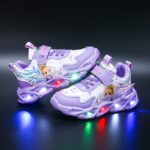 Girls' Cute Cartoon LED Sneakers - Light-Up Running Shoes with Glitter, Pink & Blue Design, Low-Top Buckle Closure for Kids, Perfect for Fall Season, Cartoon Character Shoes | Glittery Sneakers | Synthetic Upper, Sneakers for Girl - Image 4